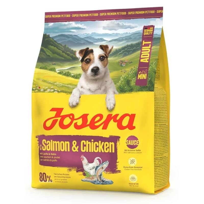 Josera Mini Adult Salmon & Chicken sausā suņu barība mazajām šķirnēm ar vistu un lasi 900 g